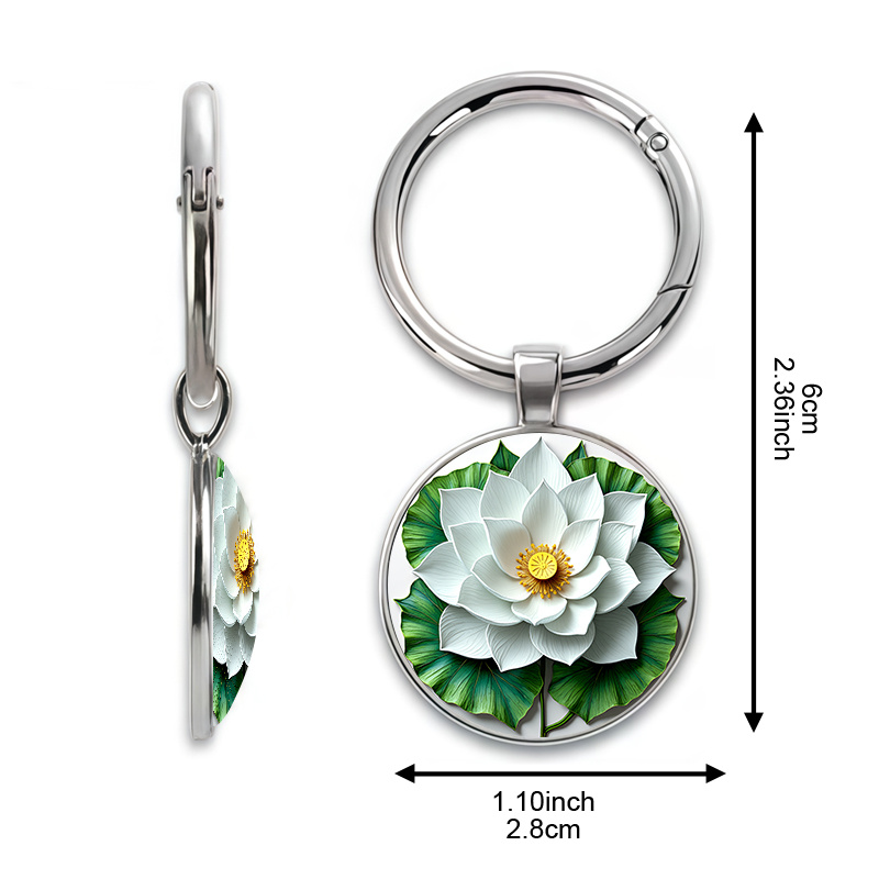 Realistic Semi-Realistic White Lotus Keychain